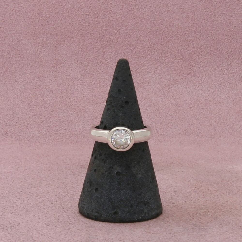 sterling silver round-cut cz solitaire ring size 5.75